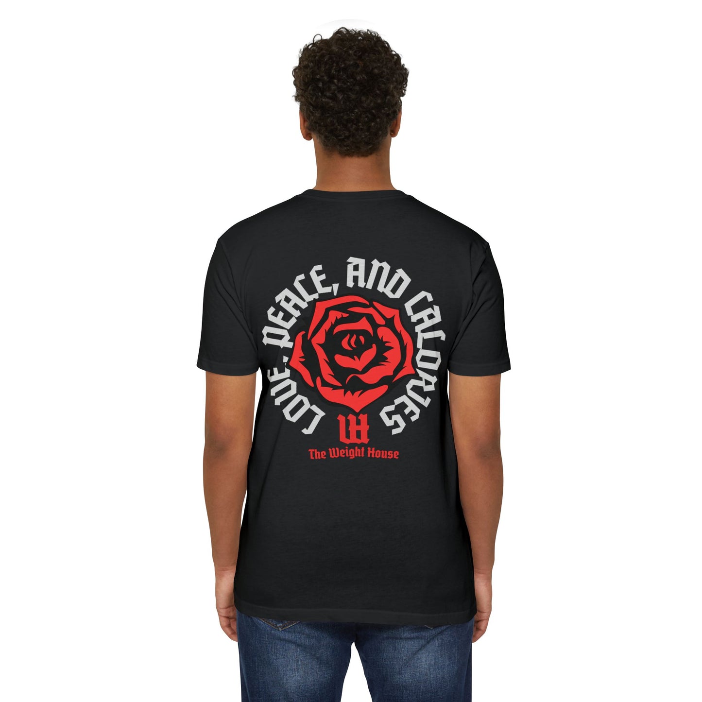 Love Peace and Flowers T-Shirt — Red Rose Graphic Tee